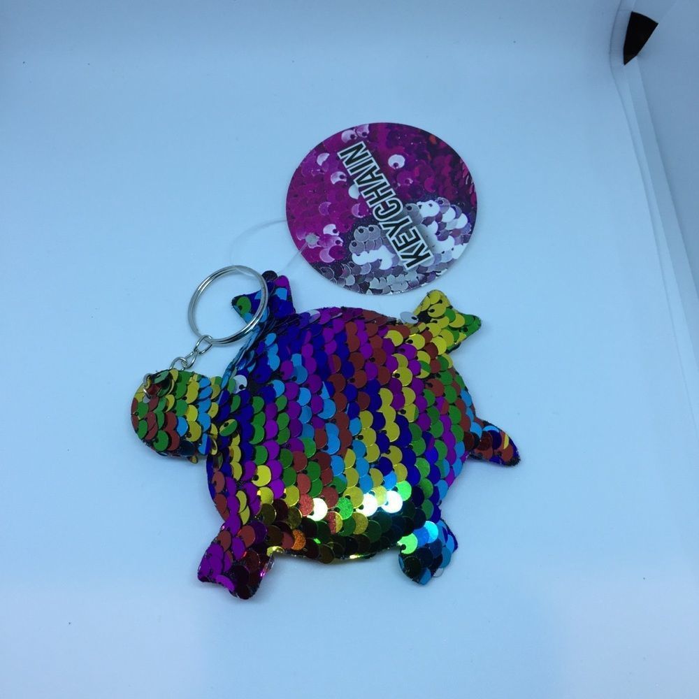 Multi Color Turtle Sequin Keychain - Picture 3 of 3